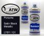 Preview: Porsche, Satin Black Metallic, LY9Y / Q1: 400ml Sprühdose + 400ml Klarlack - Set, von ATW Autoteile West.